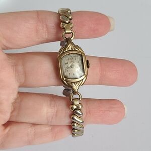 Vintage Dainty LANCO Feminine Gold Tone Self Wind Square Face Watch